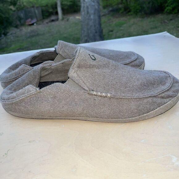 OluKai Moloa Hulu Mens 12 Tan Brown Wool Blend Slippers Loafers Shoes Comfort main image 7